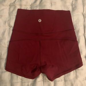 Size 2 Lululemon burgundy/maroon shorts spandex